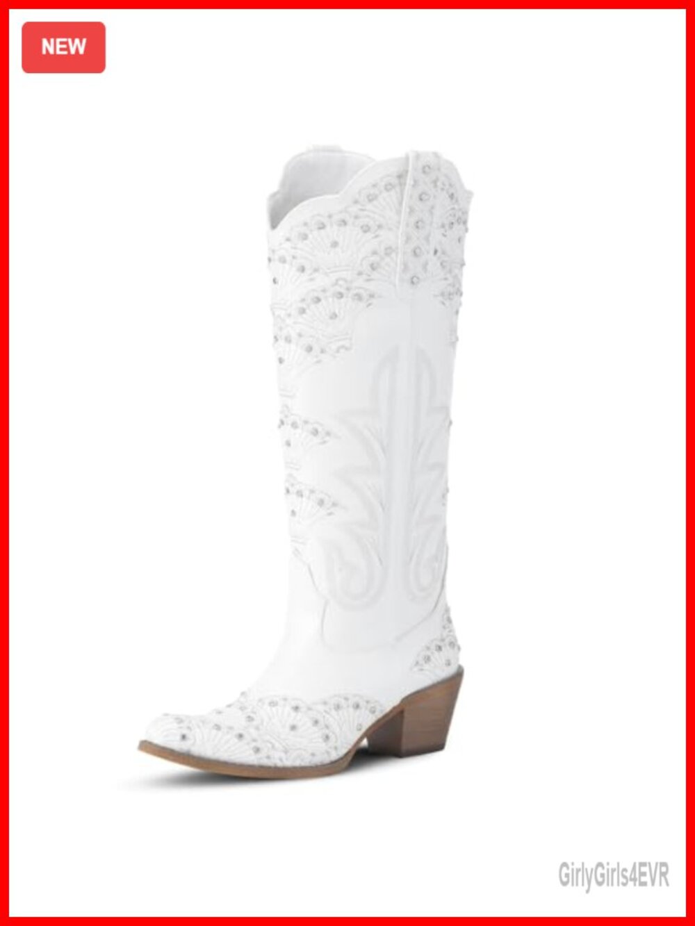 WOKOOT Women's Cowboy Boots 3D Rhinestone Cowgirl Boots Knee High